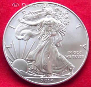 2014 Silver Eagle 1 Troy Oz (31.  105g).  999 Silver $1= B/u In Flip Wallet photo
