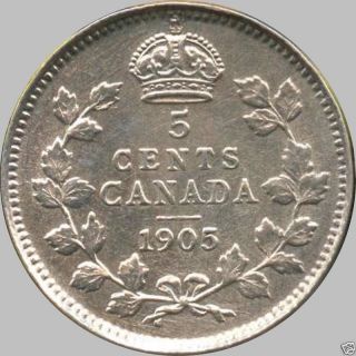 1905 Canada 5 Cent Silver Coin (1.  16 Grams.  925 Silver) No Tax photo