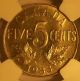 1933 Canada 5 Cents George V Ngc Ms 64 Rare In Coins: Canada photo 2