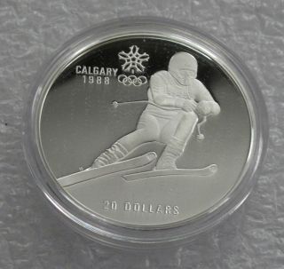 1988 Canada Silver $20 Dollars Calgary Olympic Winter Games Plain Edge Rare photo