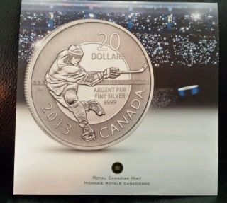 2012 Rcm $20 For $20 - 99.  99% Silver Proof Finish Hockey Coin With. photo
