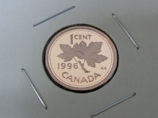 1996 Proof Unc Canadian Canada Maple Leaf Elizabeth Ii Penny One 1 Cent photo