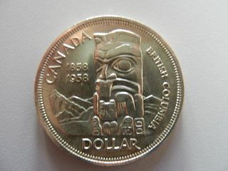 Canada 1958 Silver Dollar Totem Pole (death Dollar) Au/bu photo