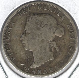 Tmm 1874 - H Victoria Silver Quarter Canada Vg photo