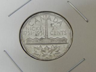 1951 Ms Unc Canadian Canada Commemorative Design George Vi Nickel Five 5 Cents photo