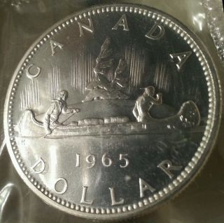 Prooflike Silver Canada Dollar 1965 - - In Cello photo