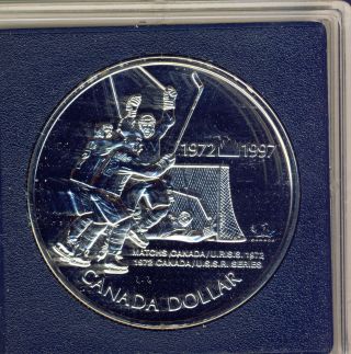 1997 Royal Canadian B Unc Silver Dollar 1972 Canada/ussr Hockey Tournament photo