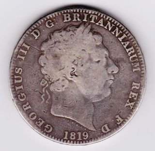 Gb 1819 George Iii Lix Silver Crown Af photo
