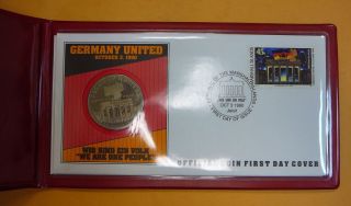 1990 Germany United: Official Coin First Day Cover J143 photo