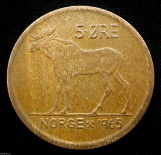 Norway,  1965 5 Ore Olav V Moose Coin photo