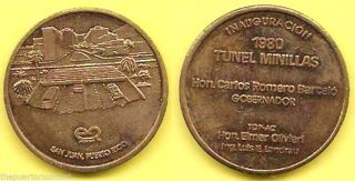 Medalla Inauguracion Tunel Minillas 1980 San Juan Puerto Rico Romero Barcelo photo