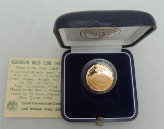Israel 1983 Holy Land Sites Herodion Proof Coin 1/4oz Gold +box +coa photo