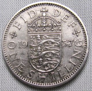 Great Britain 1957 - One Shilling - Elizabeth Ii - English Shield photo
