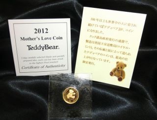 2012collectible Teddy Bear Cook Islands Solid Gold 24k 999.  9 1/20oz Limited Coin photo