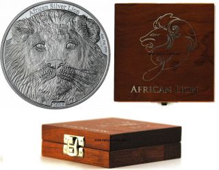 African Lion 4 Oz Silver Coin,  Only 400 Made,  5000 Francs Congo,  2013 + Box photo