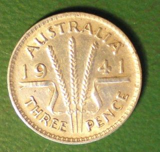 Australia 1941 O Decent George Vi Silver Grade 3 Pence 135 photo