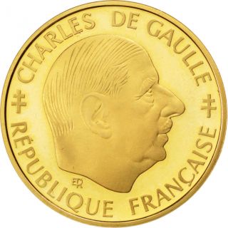 Vème République (1959 -),  1 Franc Charles De Gaulle,  Épreuve Or photo