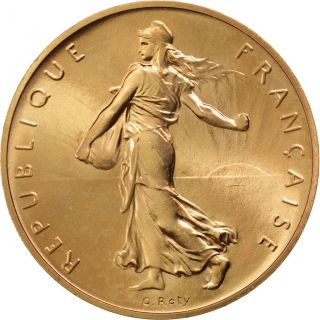 Vème République,  1 Franc Semeuse,  Piéfort En Or,  1972 photo