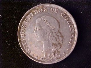 Colombia Km153.  5,  5 Decimos 1876 photo