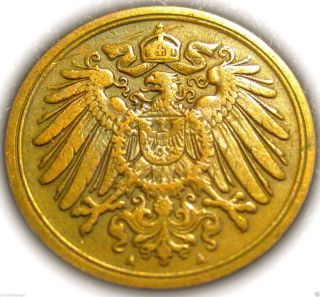 ♡ Germany - German Empire 1901a Pfennig Coin - Rare - 100 Years & Older photo
