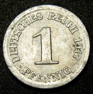 1917 - D Germany Empire 1 Pfennig Coin Km 24 (1) photo