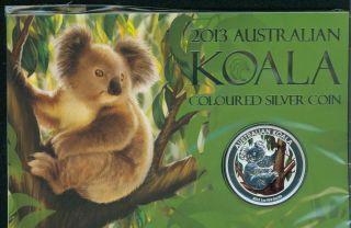 2013 Colorized Silver Australia Koala 1 Oz.  In Perth Card photo