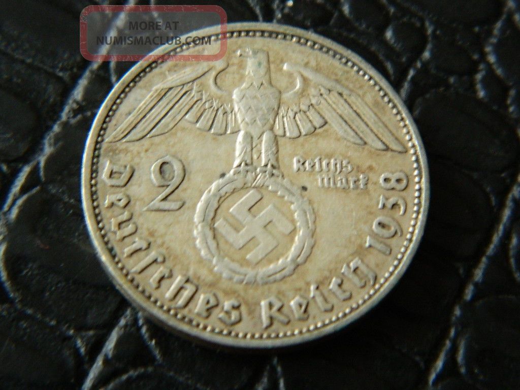 German 2 Mark 1938 F Silver Coin With Eagle 931 Germany photo