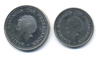 Netherlands Antilles 1 & 2 1/2 Gulden 1980 Km 24,  5 Unc photo