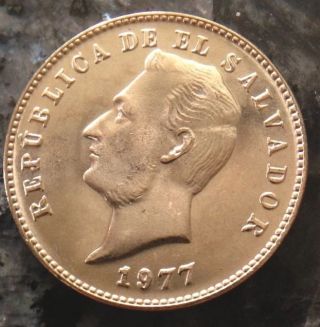 1977 (h) El Salvador 10 Centavos Bu Copper - Nickel Coin Km - 150a Francisco Morazan photo