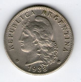Argentina,  Republic.  20 Centavos Coin 1938 - Au Km 36 photo