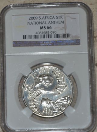 2009 South Africa National Anthem Unc Silver Coin Ngc Graded Ms66 Only587 Minted photo