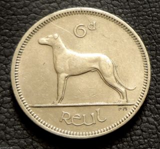 Ireland,  1968 6 Pingin / 6 Pence Irish Wolfhound Coin photo