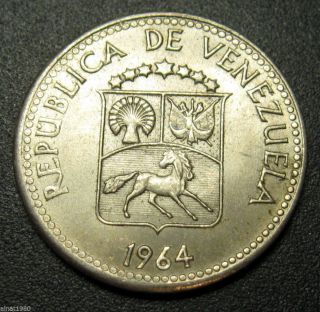 Venezuela 5 Centimos Coin 1964 Km 38.  2 Horse photo