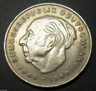 Germany Federal Coin 2 Mark 1970 - D Km A127 Theodor Heuss photo