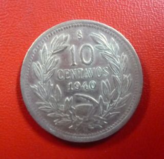 Chile Coin 10 Centavos,  Km166 Au 1940 photo
