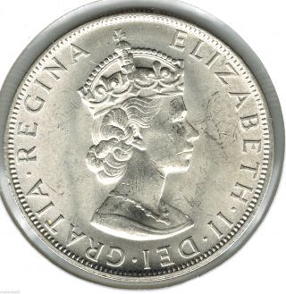 1964 Bermuda Crown Queen Elizabeth Silver Coin Great Detail Uncirculated photo