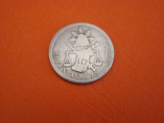 Mexico 25 Cents Zacatecaz 1884 Silver Coin photo