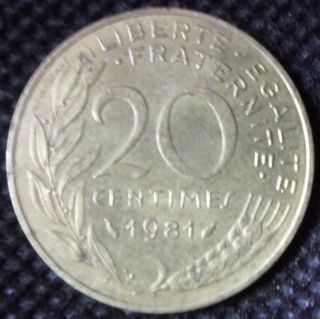M50 Coin 20 Centimes 1981 France photo