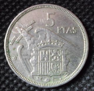 M40 Coin 5 Pesetas 1957 Spain photo