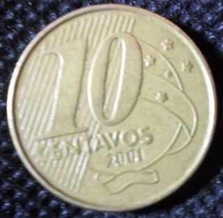 C47 Coin 10 Centavos 2001 Brazil Brasil photo