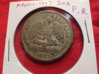 1887 Mexico 50 Centavos 130 Year Old 90% Silver Big Coin Pir photo