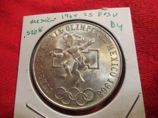 1968 Mexico 25 Pesos Gem Unc Bu Ms Huge Silver Coin Dollar Crown Size Blazer photo