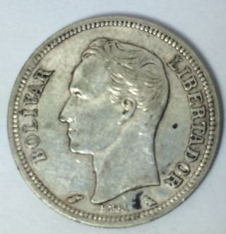 Venezuela 1960 - 1 Bolivar Silver Coin photo