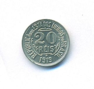 Brazil Coin 20 Reis 1919 Copper - Nickel Km 516.  2 Bu photo