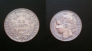 France / 1881 - A / 50 Cent.  / Silver Coin photo