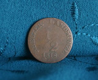 Saxe Meiningen 1818 German States 1/2 Kreuzer World Coin Germany Low Mintage photo