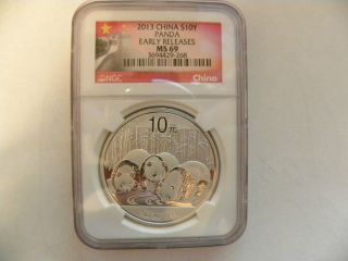 2013 China 10 Yuan Panda Ngc Ms 69,  Early Releases,  Great Wall Label photo