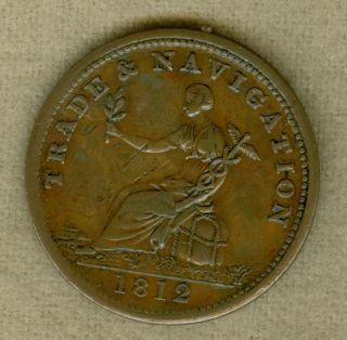 1812 Value In Circle,  Reverse Commerce Halfpenny Ns Token,  Ns - 19a,  W - 1655 photo