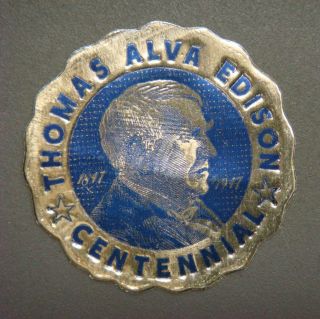 Gold Foil Stamp - Thomas Alva Edison Centennial 1847 - 1947 photo