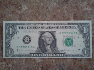 One Dollar Bill Error Raised A In S/n Currency photo